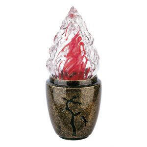 Lampada votiva per loculi cinerari e ossari – Linea Pisside – Bronzo glitter decorazione ramo