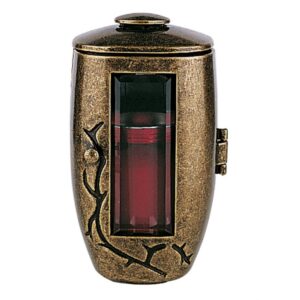 Lampada a cero per lapidi con decorazione ramo – Bronzo glitter – Linea Pisside
