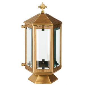 Lampada a cero per lapidi sei facce con croce – Bronzo