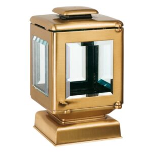 Lampada a cero piccola per lapidi con base quadrata – Bronzo