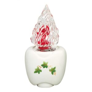 Lampada votiva per lapidi – Linea Olpe – Bronzo bianco decorato edera