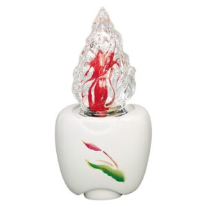 Lampada votiva per lapidi – Linea Olpe – Bronzo bianco decorato anturium