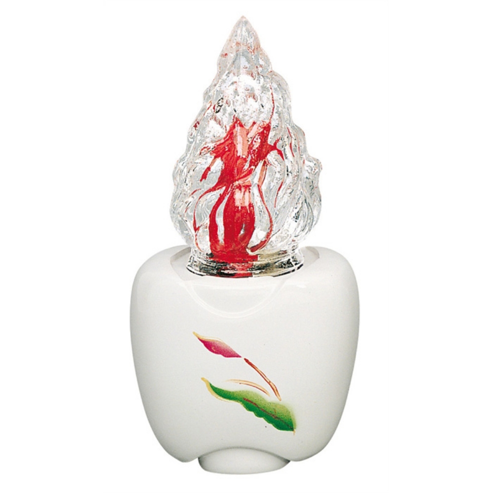 0000608 lampada votiva per lapidi linea olpe bronzo bianco decorato anturium 1000