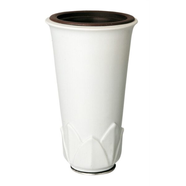 Vaso portafiori per lapide - Linea Calice - Finitura bianco - Porcellana