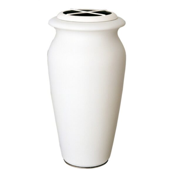 Vaso portafiori grande per lapide o monumento cimiteriale - Linea Venere bianco - Porcellana