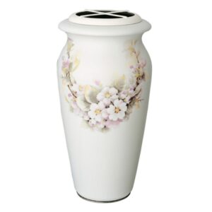 Vaso portafiori grande per lapide o monumento cimiteriale – Linea Venere primavera – Porcellana