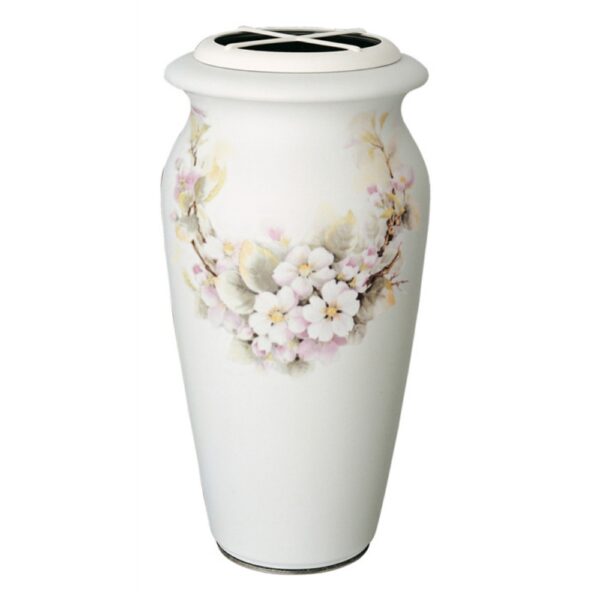 Vaso portafiori grande per lapide o monumento cimiteriale - Linea Venere primavera - Porcellana