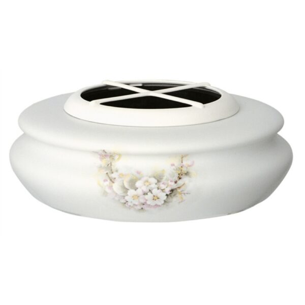 Vaso portafiori da incasso per tombe a terra o per mensole - Linea Venere primavera - Porcellana
