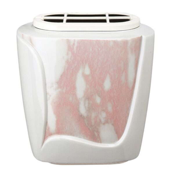 Vaschetta portafiori per lapide - Linea Decoro rosa - Porcellana