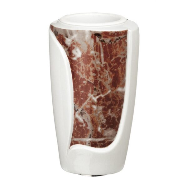 Vaso portafiori per lapide - Linea Decoro - Finitura marmo Rosso Francia - Porcellana