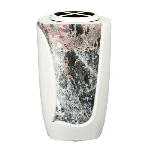 Vaso portafiori grande per lapide o monumento cimiteriale - Linea Decoro Perla - Porcellana