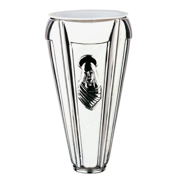 Vaso portafiori per lapide - Linea Impero - Con Cristo in rilievo - Acciaio