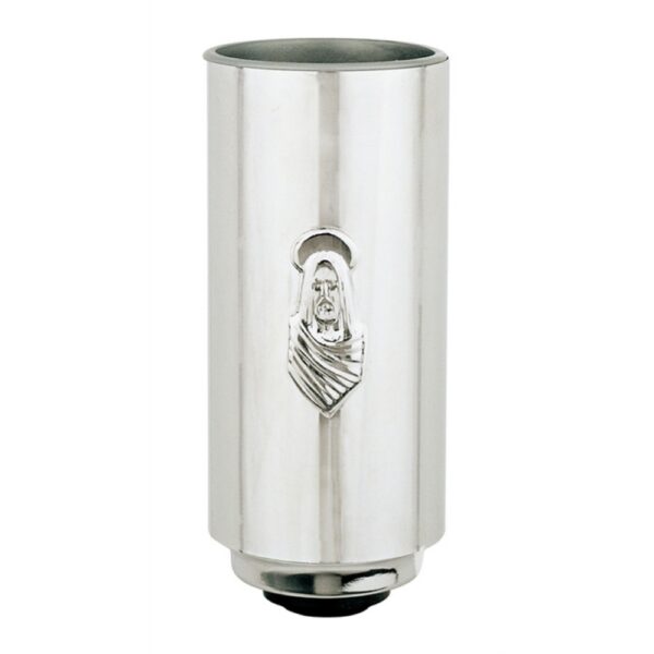 Vaso portafiori per lapide - Linea Decò - Con Cristo in rilievo - Acciaio