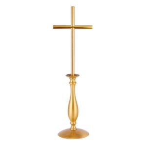 Croce in bronzo lucido – Barre a sezione cilindrica su base candeliere