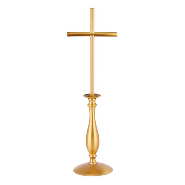 Croce in bronzo lucido - Barre a sezione cilindrica su base candeliere