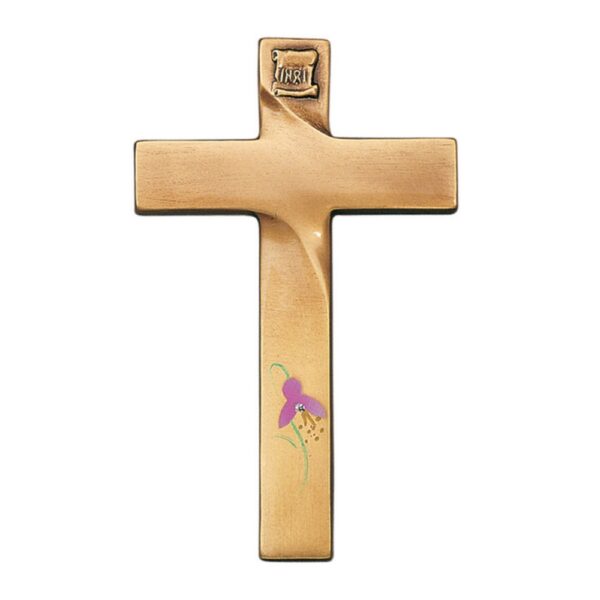 Croce in bronzo per lapidi decorata - Linea Idria Iris