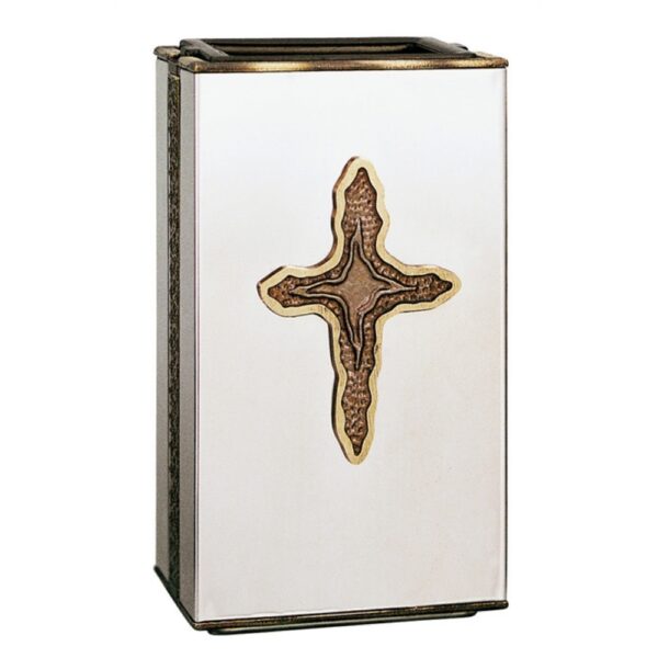 Vaso portafiori per lapide - Linea Ionica Croce - Acciaio