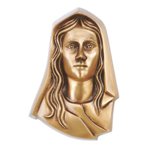 Targa con bassorilievo in bronzo per lapide – Volto di Madonna (Cera persa)