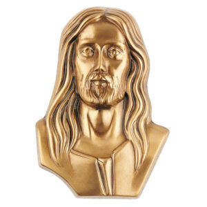 Targa con bassorilievo in bronzo per lapide – Volto di Cristo (Cera persa)