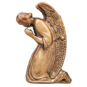 Targa con bassorilievo in bronzo per lapide – Angelo che prega (rivolto a sinistra)