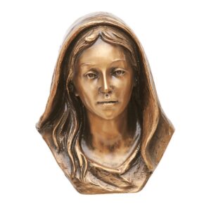 Targa con bassorilievo in bronzo per lapide – Volto della Vergine Maria