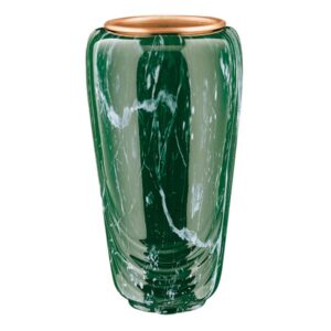 Vaso portafiori per lapide – Linea Pelike – Bronzo – Finitura marmo Verde Guatemala