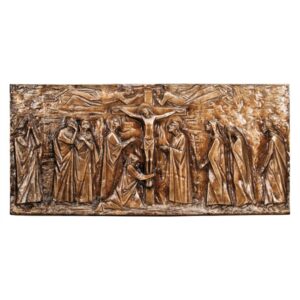 Targa con bassorilievo in bronzo per cappella cimiteriale – Targa Crocefissione (Rilievo)