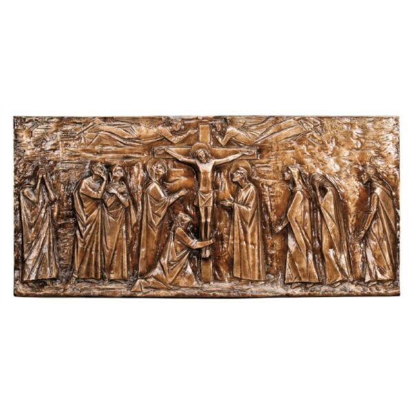 Targa con bassorilievo in bronzo per cappella cimiteriale - Targa Crocefissione (Rilievo)
