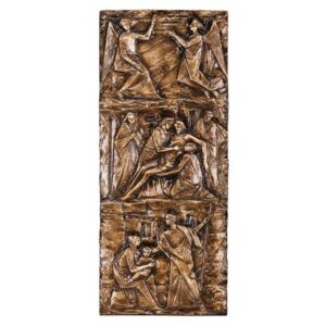 Targa con bassorilievo in bronzo per cappella cimiteriale – Trittico (Rilievo)