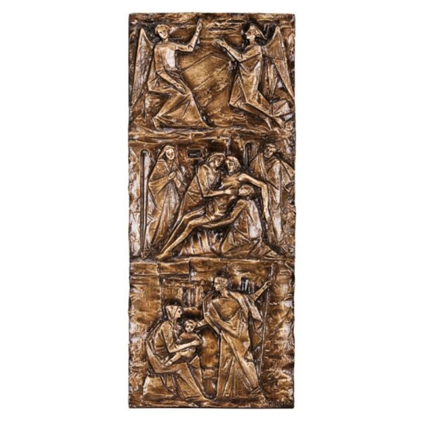 Targa con bassorilievo in bronzo per cappella cimiteriale - Trittico (Rilievo)