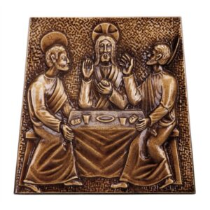 Targa con bassorilievo in bronzo per cappella cimiteriale – Cenacolo (particolare)
