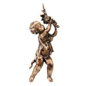 Targa con bassorilievo in bronzo per cappella cimiteriale – Angelo con tralcio di rose