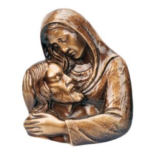 Targa con bassorilievo in bronzo per cappella cimiteriale – Madonna e Cristo