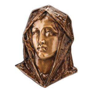 Targa con bassorilievo in bronzo per cappella cimiteriale – Volto della Vergine Maria Santissima