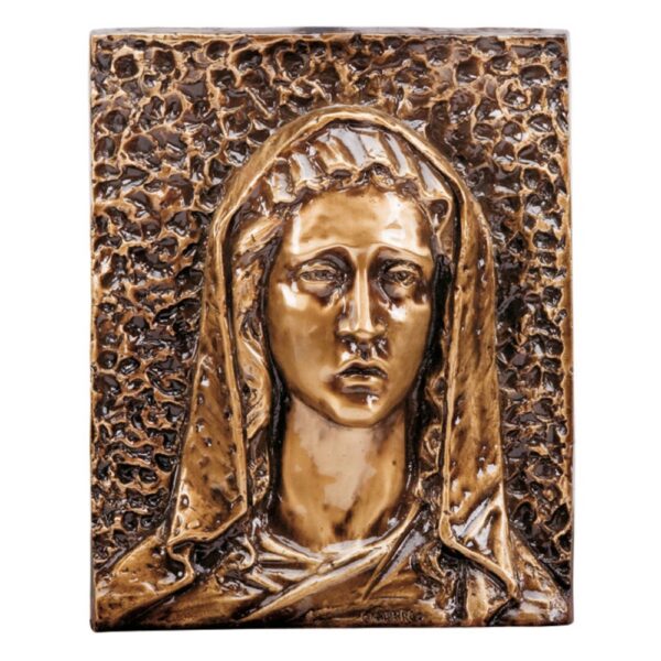 Targa con bassorilievo in bronzo per cappella cimiteriale - Santissima Vergine Maria