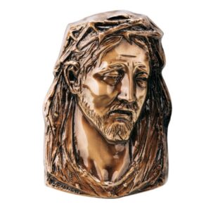 Targa con bassorilievo in bronzo per cappella cimiteriale – Gesù di Nazareth coronato di spine