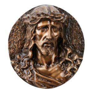 Targa con bassorilievo in bronzo per cappella cimiteriale – Cristo coronato di spine