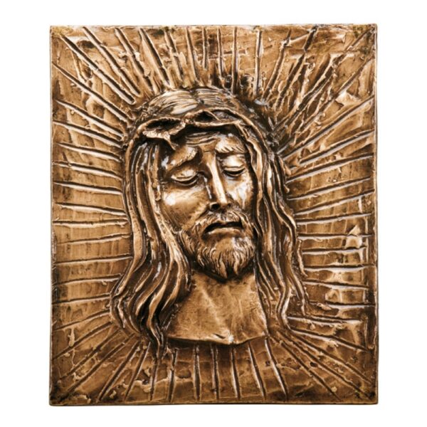 Targa con bassorilievo in bronzo per cappella cimiteriale - Il Sacro Volto di Gesù