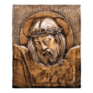Targa con bassorilievo in bronzo per cappella cimiteriale – Gesù Cristo Crocifisso