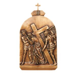 Targa con bassorilievo in bronzo per lapide – Via Crucis, II Stazione