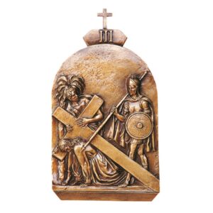 Targa con bassorilievo in bronzo per lapide – Via Crucis, III Stazione