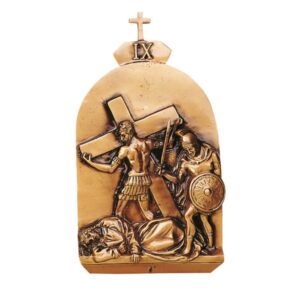 Targa con bassorilievo in bronzo per lapide – Via Crucis, IX Stazione