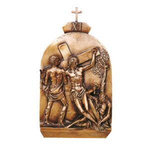 Targa con bassorilievo in bronzo per lapide – Via Crucis, XI Stazione