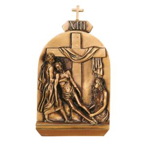 Targa con bassorilievo in bronzo per lapide – Via Crucis, XIII Stazione