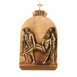 Targa con bassorilievo in bronzo per lapide – Via Crucis, XIV Stazione