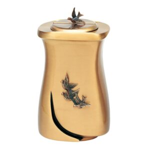 Urna cineraria in bronzo con decorazione colombe – Linea Idria (cm 28)