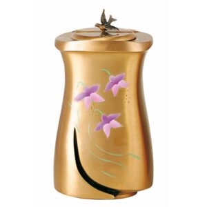 Urna cineraria in bronzo con decorazione floreale – Linea Idria (cm 28)