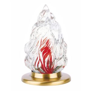 Ghiera in bronzo con fiamma in vetro – Altezza cm 21 – Diametro base cm 13