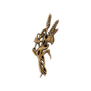 Mazzetto decorativo piccolo con spighe di grano – Bronzo lucido