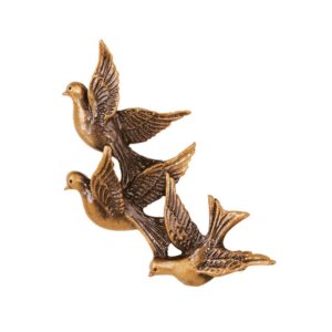 Decorazione in bronzo per monumenti cimiteriali e cappelle – Rappresentazione di colombe in volo verso sinistra